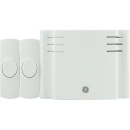 GE 19297 8-Chime Battery-Operated Door Chime with 2 Wireless Push Buttons