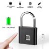 Security Keyless USB Rechargeable Door Lock Fingerprint Smart Padlock Quick Unlock Zinc Alloy Metal Self Developing Chip Silver